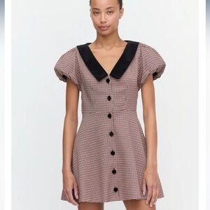 Hillhouse Samantha Dress in Burgundy Holmes Houndstooth size L